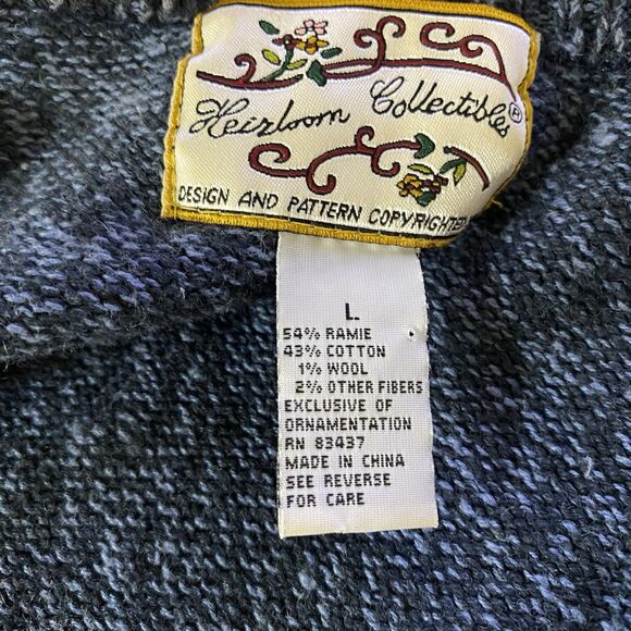 Heirloom Collectibles Sz L Vtg 90s Christmas Holiday Knit Zip Cardigan Sweater - Picture 15 of 16